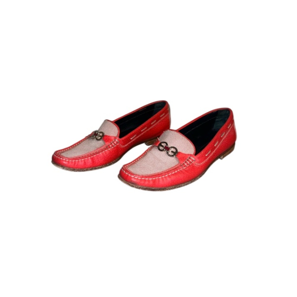 Escada Vintage Red Leather Hand Sewn Driving Loafers - Women’s Size 38.5